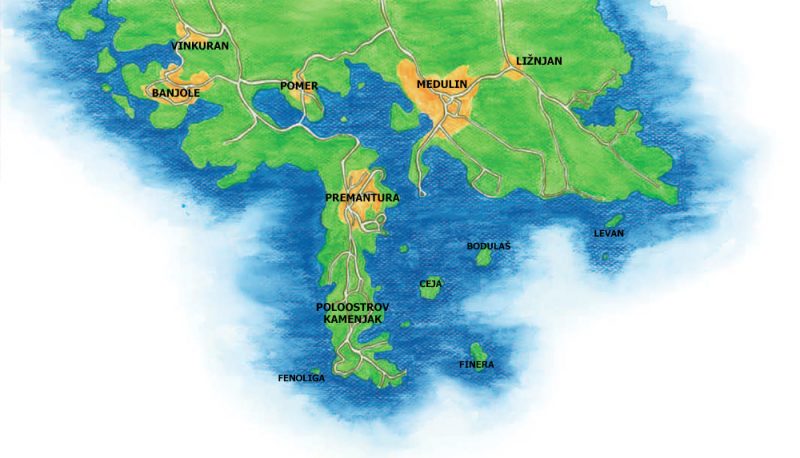 Mapa Premantura. Zdroj: Tereza Sadilková