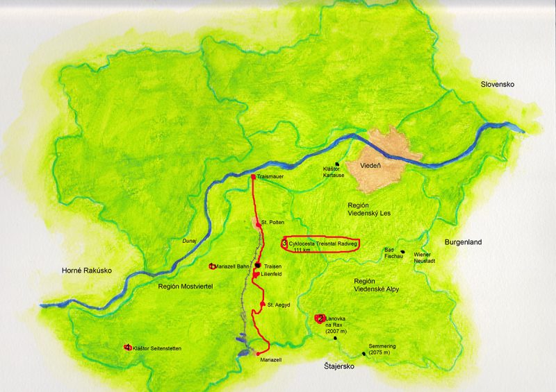 Lanovka na Rax. Mapa: Robert Hošták
