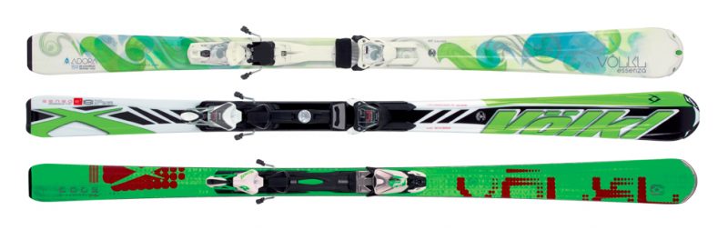 Völkl lyže, zhora: Völkl Essenza Adora, Völkl Sensor 3, Völkl Code Speedwall