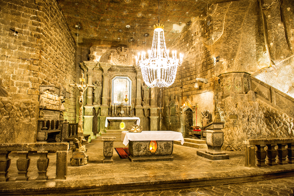 Wieliczka, soľné bane s kaplnkami, Poľsko. Foto: Shutterstock