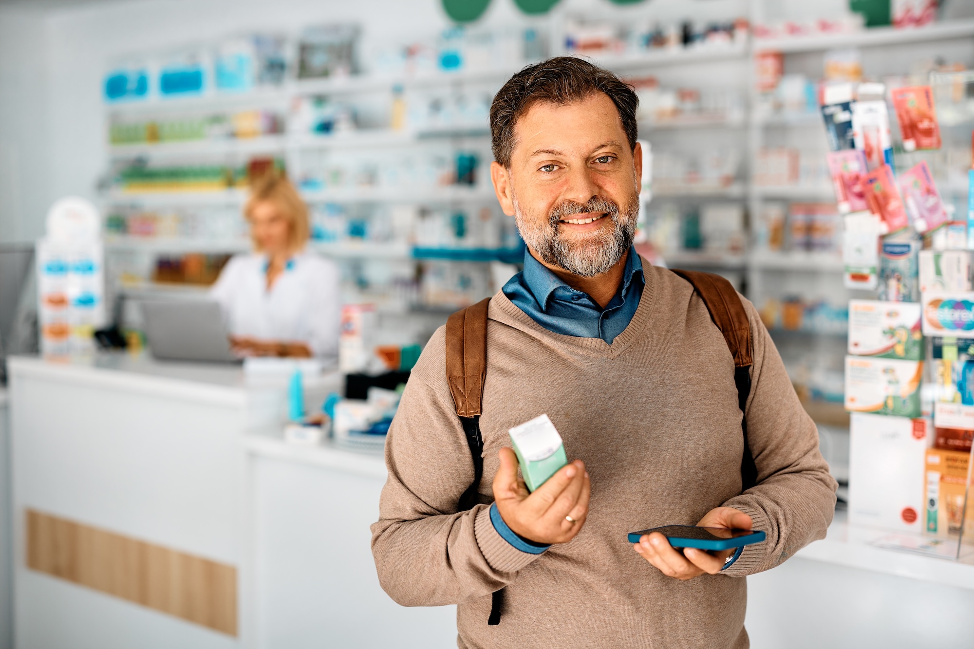 spokojný pacient v lekárni